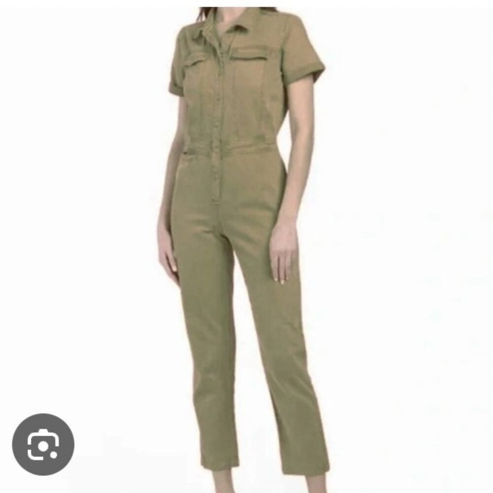 YFB Young Fabulous & Broke Jumpsuit Womens Small Olive Utility Short Sleeve